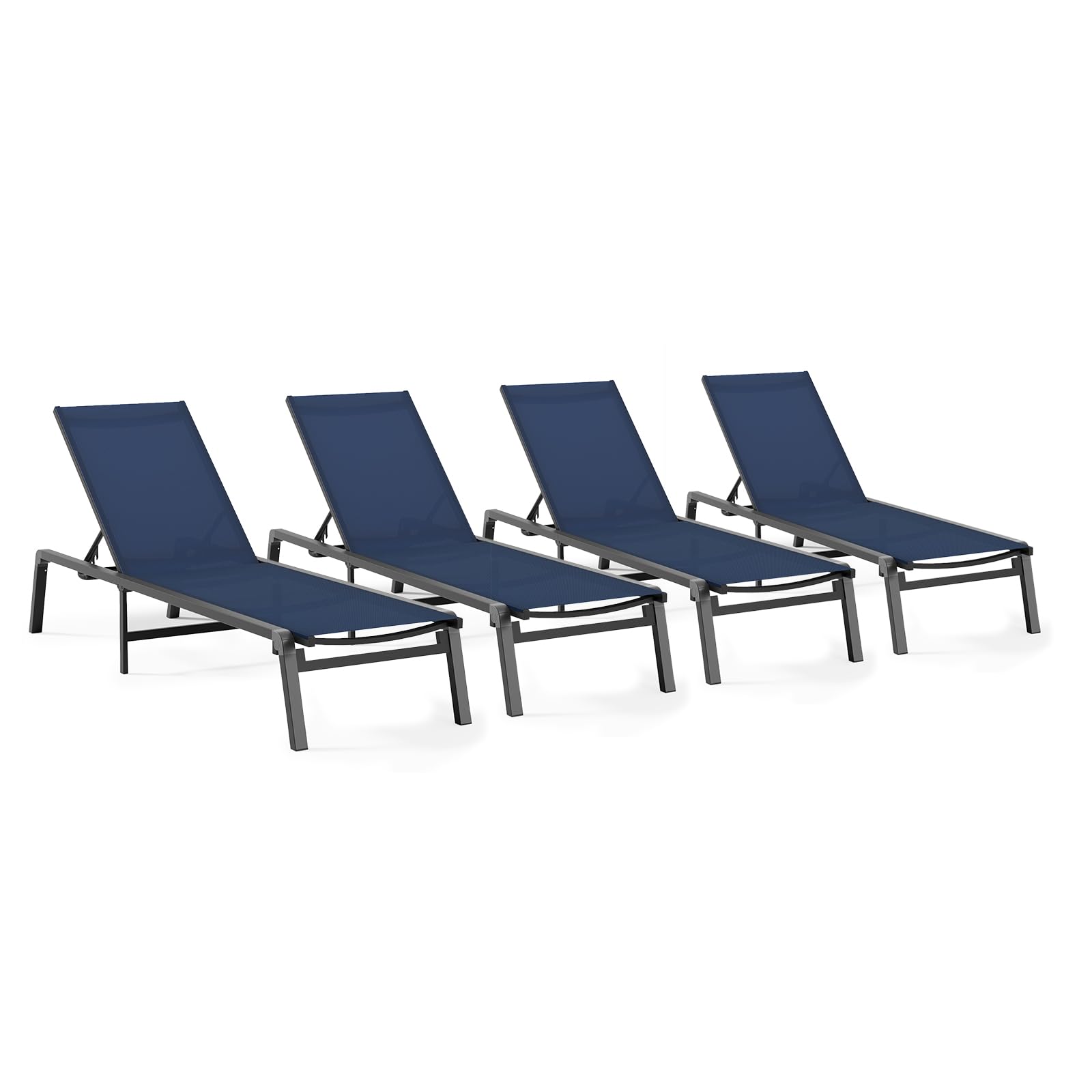Aluminum Chaise Lounge Ourdoor - Foldable & Assemble Free Outdoor Lounge Chair with 5 Adjustable Backrest, Patio Lounge Chair for Outside Poolside Beach Pool, Khaki
