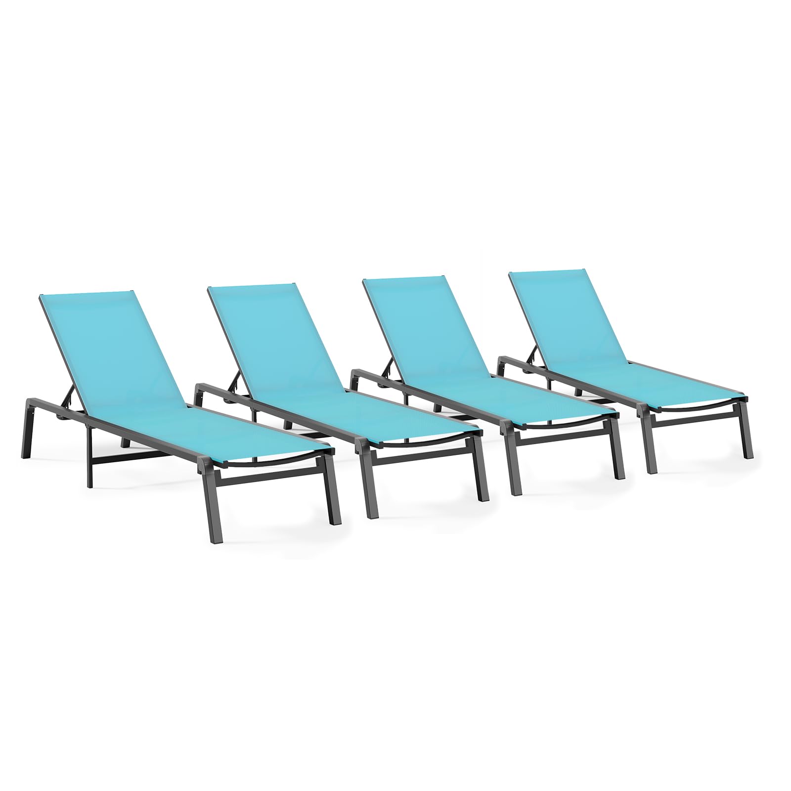 Aluminum Chaise Lounge Ourdoor - Foldable & Assemble Free Outdoor Lounge Chair with 5 Adjustable Backrest, Patio Lounge Chair for Outside Poolside Beach Pool, Khaki