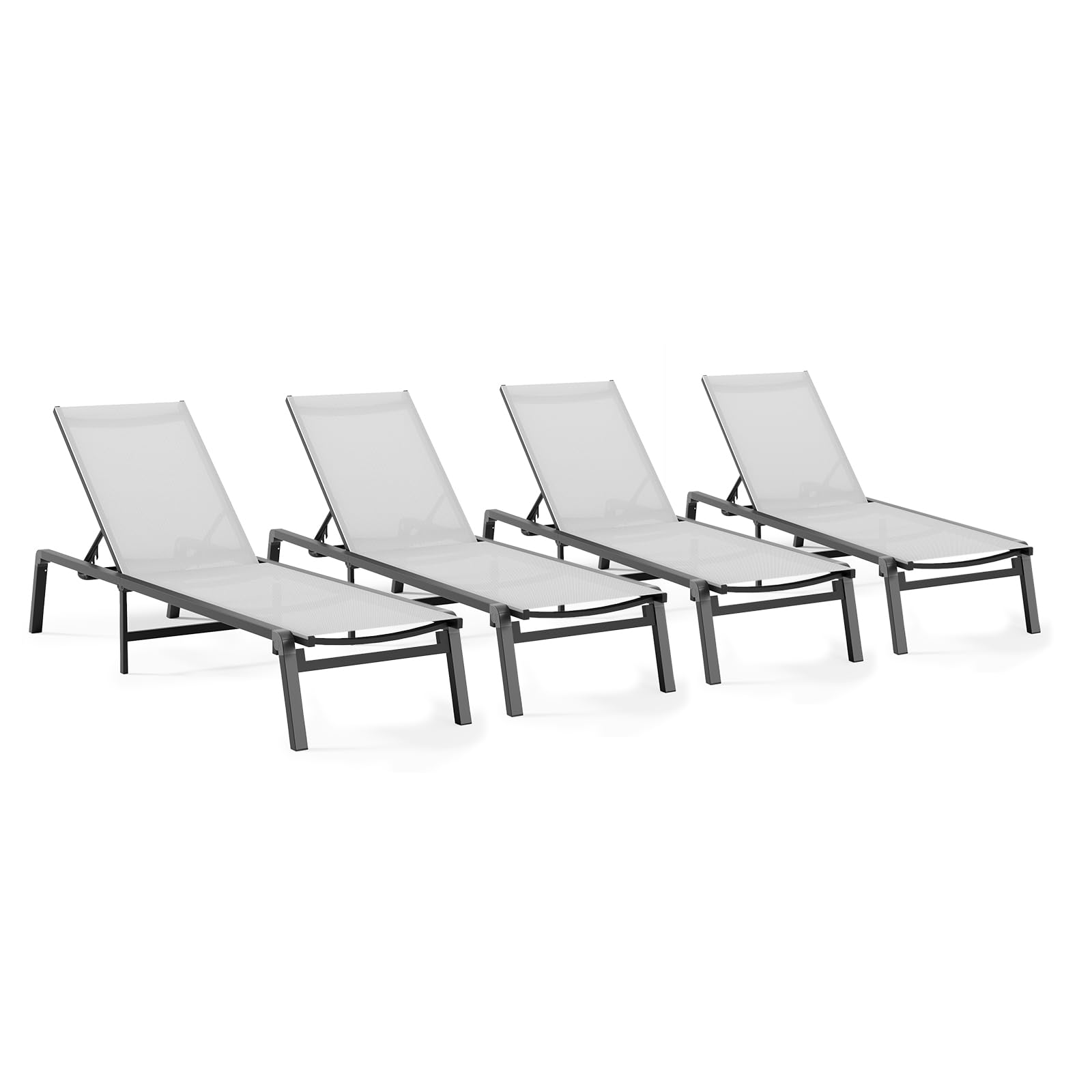 Aluminum Chaise Lounge Ourdoor - Foldable & Assemble Free Outdoor Lounge Chair with 5 Adjustable Backrest, Patio Lounge Chair for Outside Poolside Beach Pool, Khaki