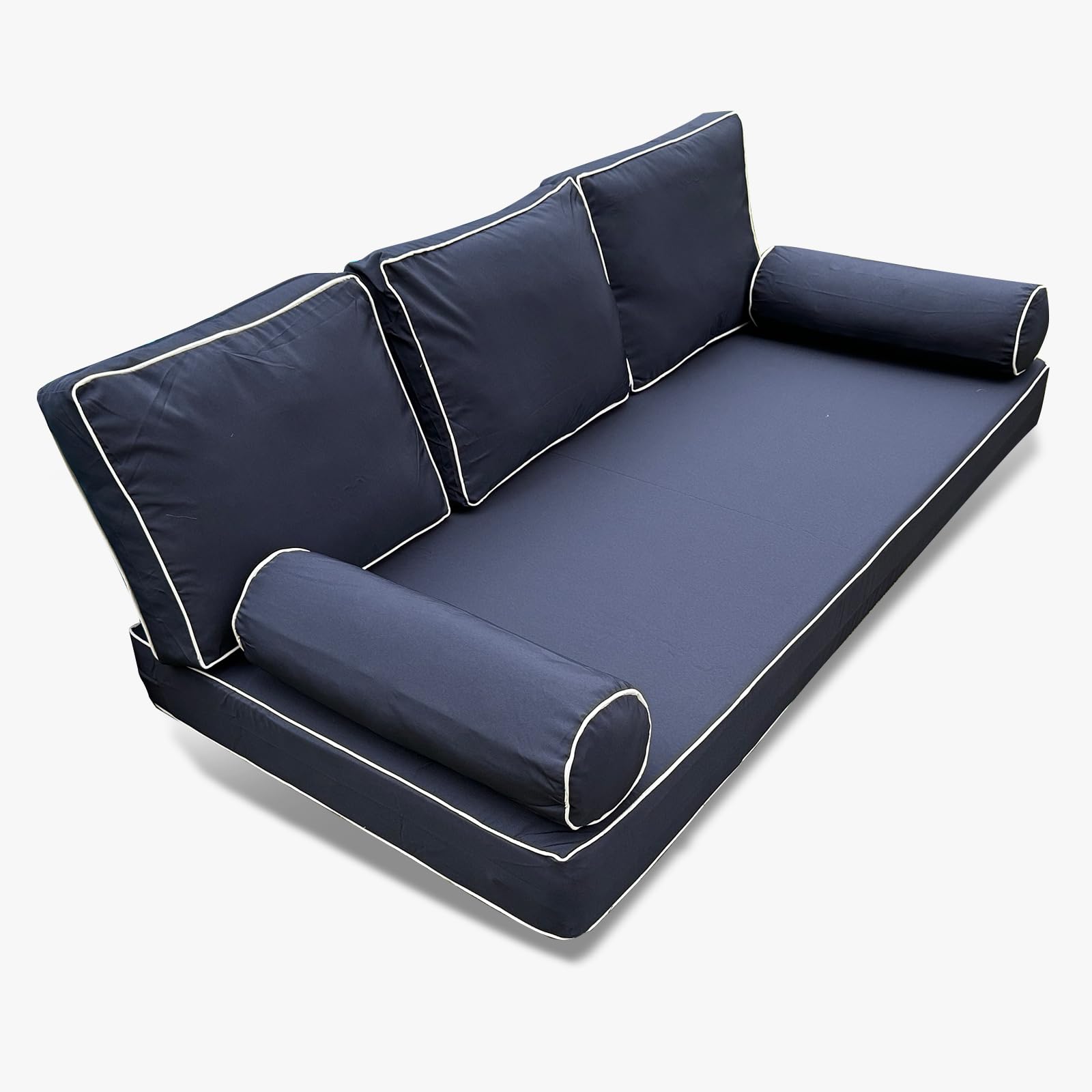 Outdoor Daybed Cushion Cover Twin,Daybed Mattress Bolster Pillow Fitted Sheet Cover,Twin Size Outdoor Daybed Cushion Cover（Cover ONLY Size 6" D x 75" W x 39" H, Light Gray