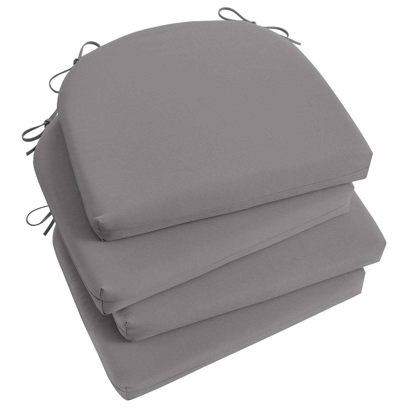 Basic Beyond Outdoor Chair Cushions Set of 4, Outdoor Cushions for Patio Furniture, Water Resistant Patio Chair Cushions with 2 Ties, 17x16x2, Yellow