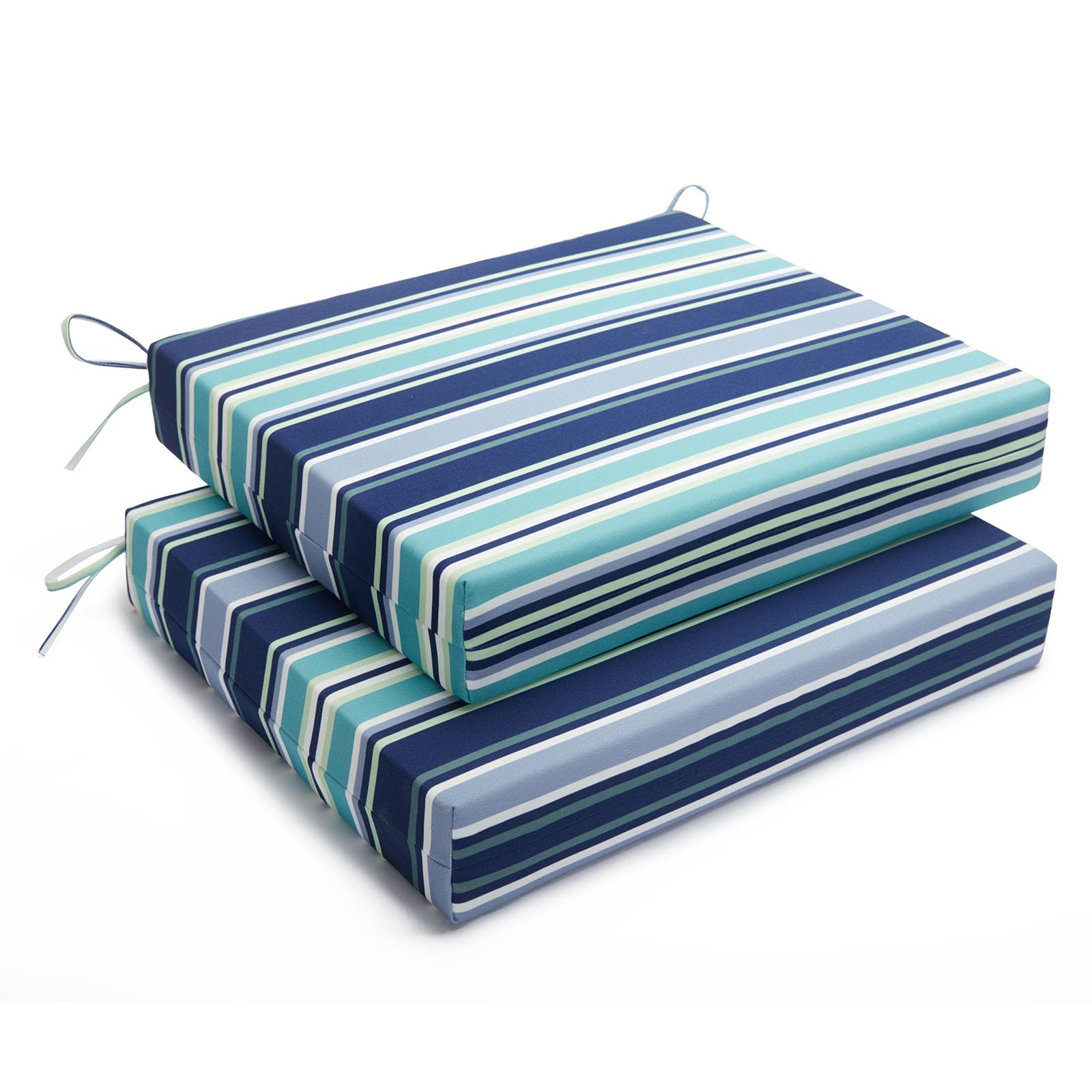 Basic Beyond Outdoor Chair Cushions Set of 4, Outdoor Cushions for Patio Furniture, Water Resistant Patio Chair Cushions with 2 Ties, 17x16x2, Yellow