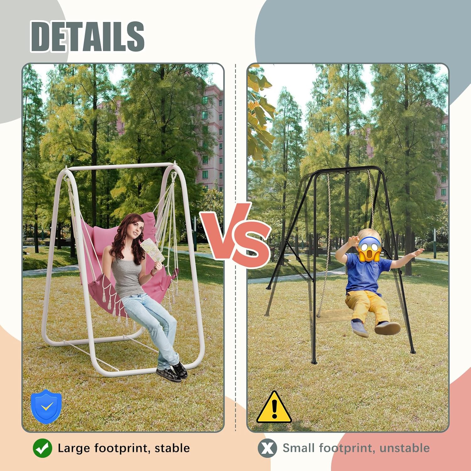 G TALECO GEAR Hammock Chair with Stand,Heavy-Duty and Rustproof Hanging Chair with Stand,Hammock Swing Chair Stand,for Indoor Outdoor Patio Yard Garden Porch (Pink)